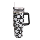 Happy Face Printed 40oz Stainless Steel Tumbler With Handle