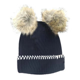 BABY Solid Knit Double Fur Pom C.C Beanie