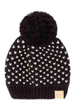 C.C Kids Heart Pattern Knit Beanie with Pom