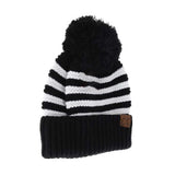 Knit Pom Striped C.C Beanie