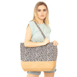 Leopard Print Jute Tote Bag