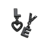 LOVE Rhinestone Message Mismatched Dangle Earrings