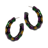 Women's Mardi Gras Glittered Hoop Earrings