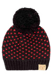 C.C Kids Heart Pattern Knit Beanie with Pom