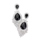 Teardrop Stone Accented Dangle Evening Earrings