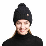 Solid Color Cable Knit Beanie Hats
