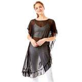 Solid Color Half Ruffled Cover Up Poncho
