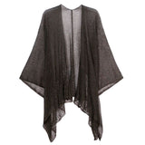 Solid Knitted Mesh Trimmed Ruana