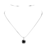 Stainless Steel CZ Round Pendant Necklace