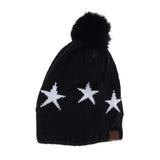 Star Print Pom C.C Beanie