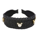 Stone Embellished Woven Straw Headband