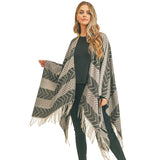 Stripe Chevron Tassel Ruana