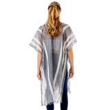 Striped Lurex Cover Up Poncho Kimono Poncho