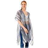 Striped Lurex Cover Up Poncho Kimono Poncho