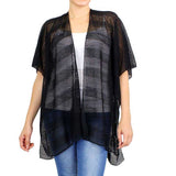 Striped Net Cover Up Kimono Poncho