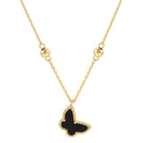 Top Gold Dipped Enamel Butterfly Pendant Necklace
