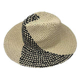 Two Tone Woven Straw Fedora Hat