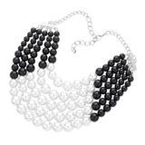 Chunky Multi Strand Pearl Bib Necklace