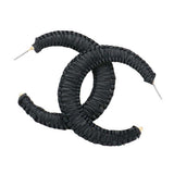 Woven Raffia Hoop Earrings