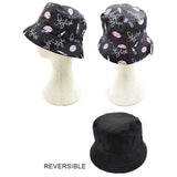 Stylish Message Lipstick Patterned Reversible Bucket Hat