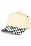 C.C Check Board Pattern Print Two Tone Canvas Trucker Hat