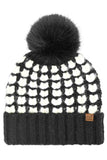 C.C Full of Heart Pattern Pom Beanie Winter Hat