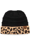 C.C Leopard Cuff Ribbed Beanie