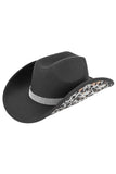 C.C Leopard Pattern Rhinestone Felt Cowboy Hat