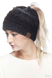 C.C Ombre Confetti Messy Bun Ponytail Beanie
