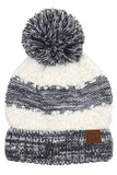 C.C Popcorn Yarn Heather Color Beanie Wth Pom