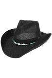 C.C Turquoise Stone with Beaded String Band Cowboy Hat