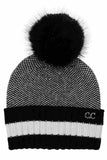 C.C Two Tone Angora Stripe Point Cuff Beanie