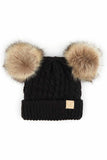 C.C kids double pom pom all over cable pattern beanie hat
