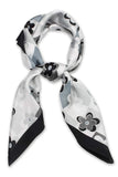 Flower with Checker Print Satin Square Scarf