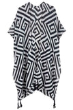 Women's Stunning Geometric Pattern Print Tassel Kimono
