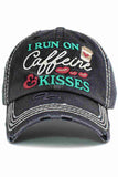 I RUN ON CAFFEINE VINTAGE DISTRESSED CAP