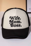 WIFE MOM BOSS Letter Foam with Mesh Back Trucker Cap