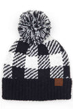 C.C Buffalo Check Jacquard Beanie With Pom-Hat