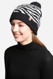 ZEBRA KNIT POM POM LINING BEANIE