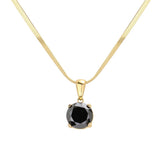 18K Gold Dipped Stainless Steel CZ Round Pendant Necklace
