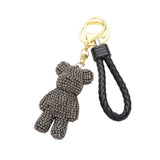 Bling Bear Figure Faux Leather Strap Bag Charm