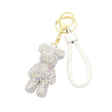Bling Bear Figure Faux Leather Strap Bag Charm