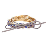 12PCS Ribbon Colorful Rhinestone Layered Stretch Bracelets