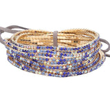12PCS Ribbon Colorful Rhinestone Layered Stretch Bracelets