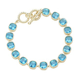 14K Gold Plated Square CZ Stone Link Evening Toggle Bracelet
