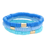 3PCS Metal Cylinder Heishi Beaded Stretch Bracelets