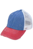 C.C 3 Tone Crossed Mesh Back Trucker Pony Cap