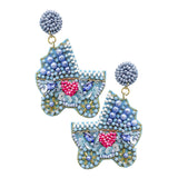 Felt Back Pearl Beaded Stroller Dangle Earrings