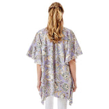 Floral Paisley Printed Ruffle Sleeves Cover Up Kimono Poncho