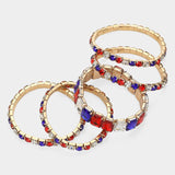 Women's 5PCS - Emerald Cut Round Stone Stretch Evening Bracelets 4th of July